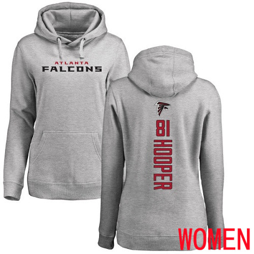 Atlanta Falcons Ash Women Austin Hooper Backer NFL Football #81 Pullover Hoodie Sweatshirts->women nfl jersey->Women Jersey